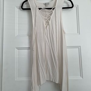 American Eagle Medium Soft & Sexy White Lace Up Tank